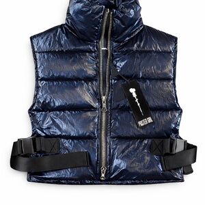 POSTER GIRL Metallic Blue Puffer Jacket